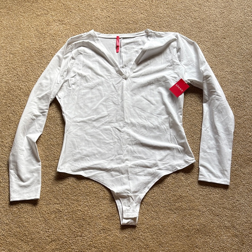 SPANX White Long Sleeve Bodysuit 1X nwt